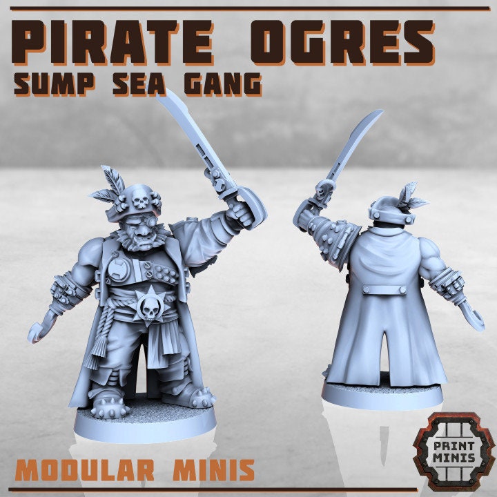 4pc Pirate Ogres DnD Dungeons and Dragons 28mm/32mm Scifi Miniatures Pirate Figurines Wargame NPCs DnD Warriors Necromunda Futuristic minis