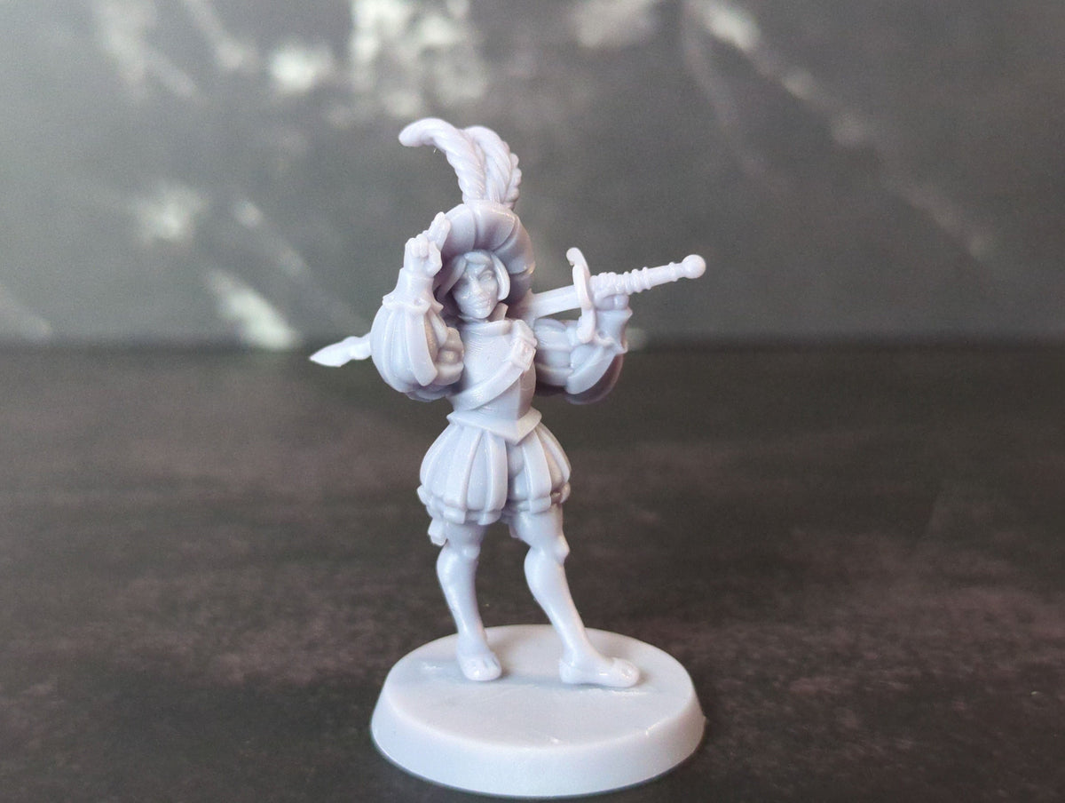 
Landsknecht girl DnD Mercenary Miniature 28mm 32mm Dungeons and Dragon TTRPG Miniature Female Figurine by Vae Victis