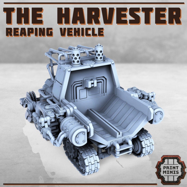 
Harvester Truck DnD Dungeons and Dragons 28mm/32mm Wargame Farm Truck Farm Miniatures Pathfinder TTRPG Wargame Vehicles Reaping Vehicle