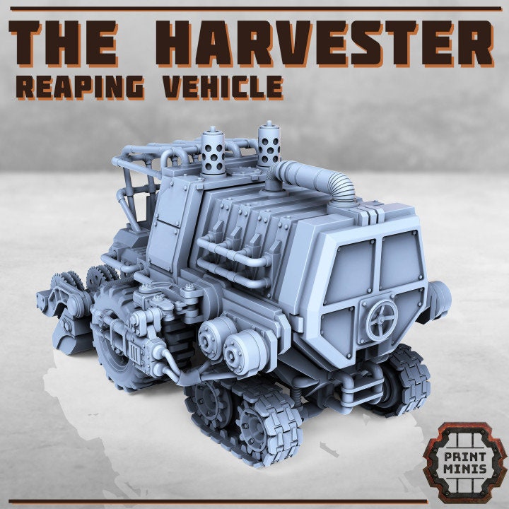 
Harvester Truck DnD Dungeons and Dragons 28mm/32mm Wargame Farm Truck Farm Miniatures Pathfinder TTRPG Wargame Vehicles Reaping Vehicle