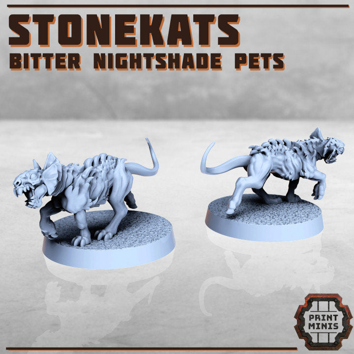 3pc Stonekats DnD Monster Cats Dungeons and Dragons 28mm/32mm Pathfinder Scifi Miniatures Tabletop RPG Animals DnD Monsters