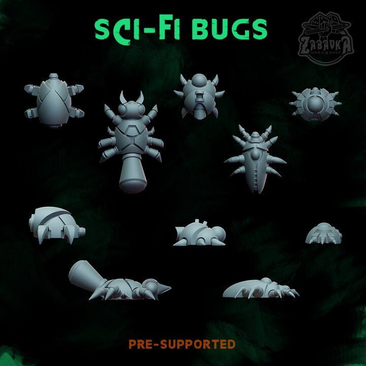 20pc Sci-fi Bugs 28mm/32mm Scale Basing Materials Sci-fi Wargaming Miniatures Canoptek Scarab Swarm Scatter TTRPG Warhammer 40K Scenery