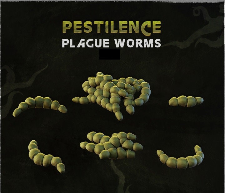 50pc Pestilence Plague Worms Basing bits DnD Dungeons and Dragons for 28mm/32mm SCALE miniatures TTRPG Wargame Miniatures Basing Materials