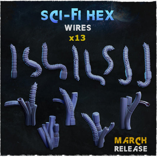 26pc Sci-fi Hex Wires Basing Bits 28mm/32mm Basing Materials Modular Miniatures Sci-fi Wargaming Scatter Terrain 40K Scenery Elements