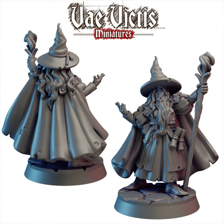 
Wizard Miniature DnD Dungeons and Dragons 28mm/32mm TTRPG Fantasy Wargame Male Figurine 3D Printed Miniature