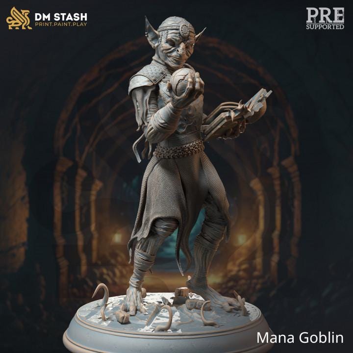 
3pc Mana Goblin Miniatures DnD Dungeons and Dragons 28mm/32mm TTRPG Wargame Figurines Pathfinder 5e DnD Potion Miniatures