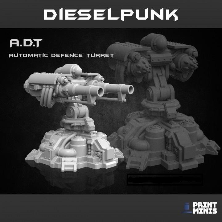 
Automatic Defense Turret 28mm/32mm Gun Turret Figurine for TTRPG Fantasy Wargame Scatter Scenery Industrial Sci-fi Gun Miniature RPG Turret