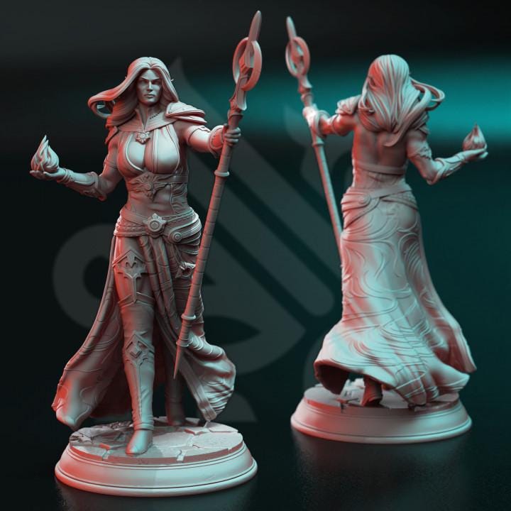 
Female Sorcerers DnD Dungeons and Dragons 28mm/32mm Wizard Sorcerer Female TTRPG Fantasy Miniature DnD 5e Pathfinder Figurines Detailed 12K
