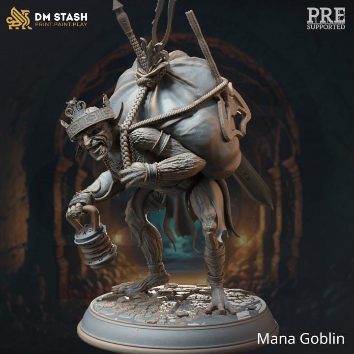 
3pc Mana Goblin Miniatures DnD Dungeons and Dragons 28mm/32mm TTRPG Wargame Figurines Pathfinder 5e DnD Potion Miniatures