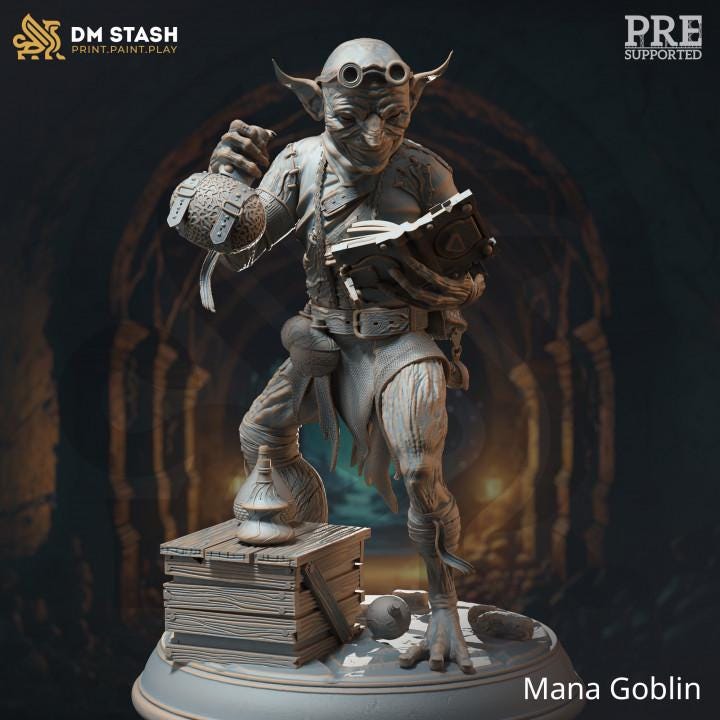 
3pc Mana Goblin Miniatures DnD Dungeons and Dragons 28mm/32mm TTRPG Wargame Figurines Pathfinder 5e DnD Potion Miniatures