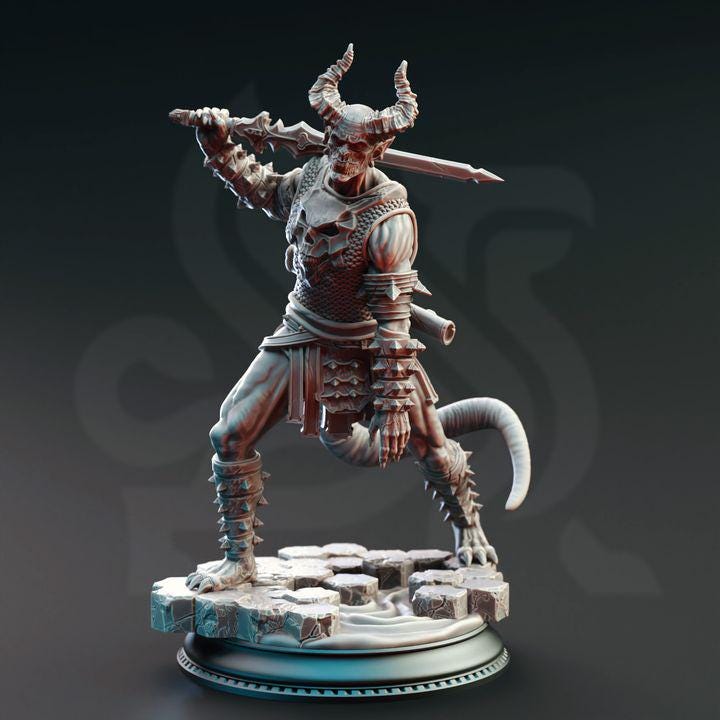 
3pc Devil Warriors of the Hell DnD Dungeons and Dragons 28mm/32mm TTRPG Fantasy Wargame Miniature DnD 5e Pathfinder Nosmeni Warrior Monsters