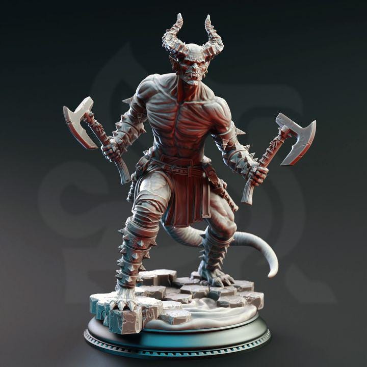 
3pc Devil Warriors of the Hell DnD Dungeons and Dragons 28mm/32mm TTRPG Fantasy Wargame Miniature DnD 5e Pathfinder Nosmeni Warrior Monsters