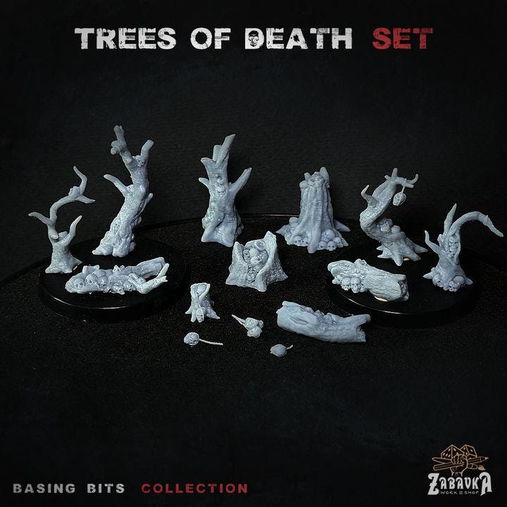 
12pc Trees of Death Haunted Woods Terrain for Dungeons and Dragons 28mm/32mm Basing Bits DnD Scenery Scatter D&D TTRPG Mini Basing - ZbW