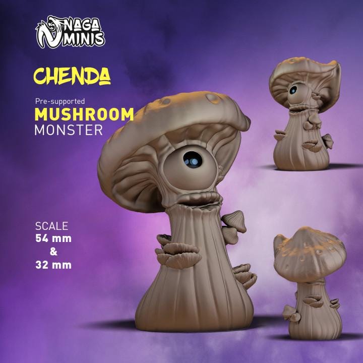 
Mushroom Monster DnD Dungeons and Dragons  28mm 32mm D&D Wargame Miniatures for Dioramas TTRPG Fantasy - Nm