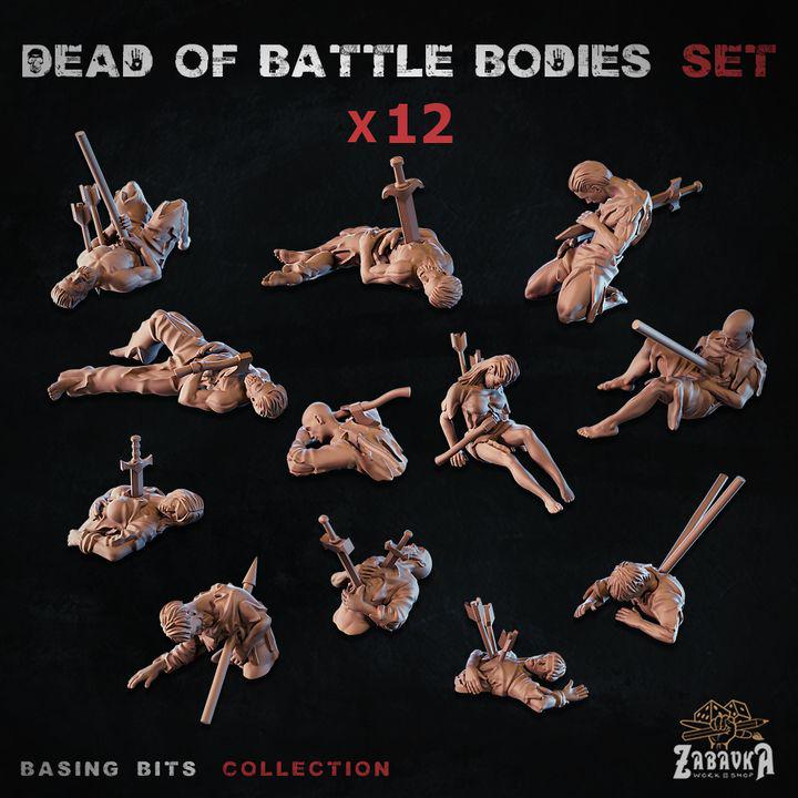 
12pc Dead of Battle Bodies for DnD Dungeons and Dragons 28mm/32mm Corpse Scenery Mini Scatter Arrows and Swords Prisoners of War PeasantsZbW