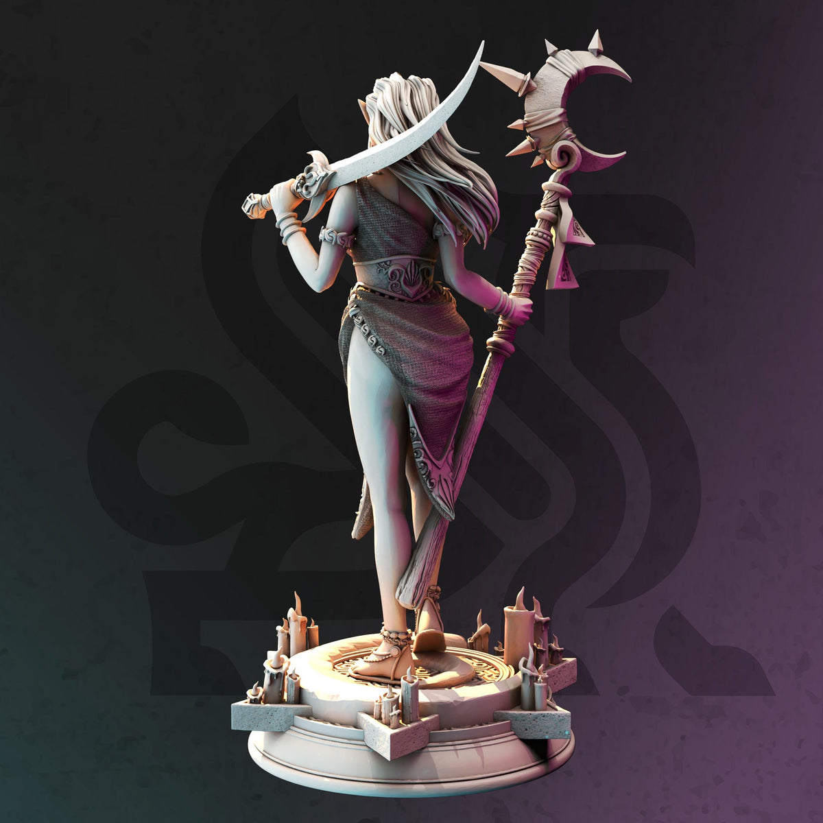 
Lunar Priestess of the Moon Armed with A Sword and Moon Staff For DnD Dungeons and Dragons 28mm/32/38mm — Etsy photo 3