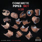 
16pc Concrete Pipes Basing Bits 28mm/32mm Wargaming Infrastructure Scatter Destroyed Dystopian Concrete City Building Entrance ElementsZbW