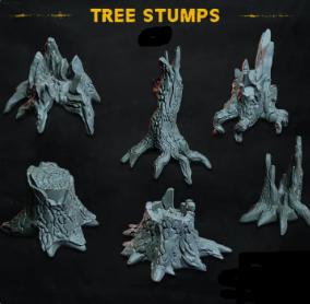 
6pc Tree Stumps (Basing Bits 1.0) 28mm/32mm TTRPG Fantasy Wargaming Botany Scatter Terrain Forest Basing Stump Miniatures Forest SceneryZbW