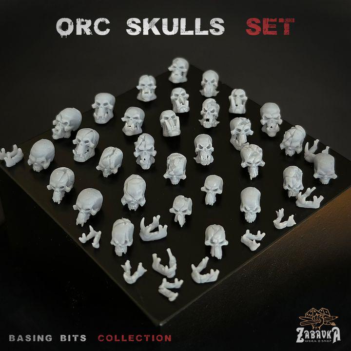 
45pc Orc Skulls DnD Dungeons and Dragons 28mm/32mm TTRPG Fantasy Wargame Scatter Terrain Miniature Basing bitsZbW