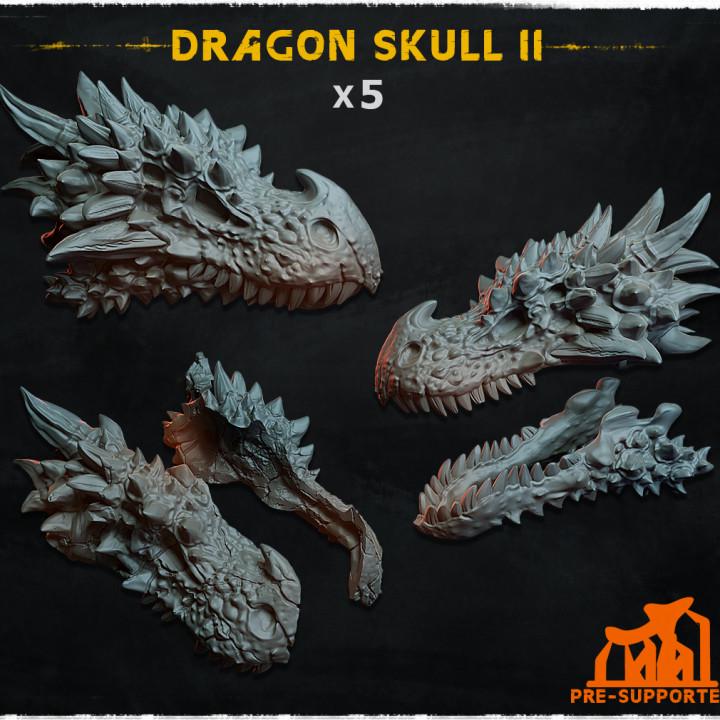 
5pc Dragon Skull II (Basing Bits 1.0) 28mm/32mm TTRPG Fantasy Battlefield Basing Materials Draconic Mythological Bones Scatter Skull Minis