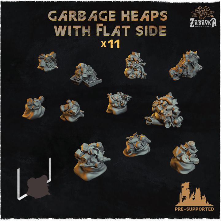 
11pc Garbage Heaps With Flat Side (Basing Bits 2.0) 28mm/32mm Junkyard TTRPG Basing Materials Dystopian City Landfill Scenery ElementsZbW