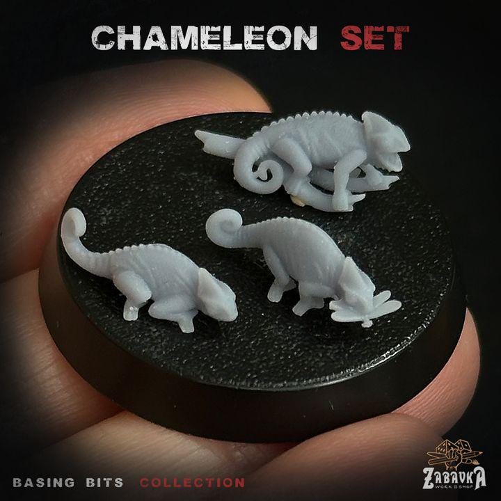 
10pc Chameleon Basing Bits 28mm/32mm TTRPG Wargame Miniature Scatter Terrain Lizard Miniatures Jungle Wargame Scenery Forest MiniaturesZbW