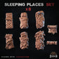 
8pc Sleeping Places - Basing Bits 28mm/32mm RPG Wargaming Basing Materials Sleeping Bag Bedding Miniatures Hiking Camping Scenery Elements