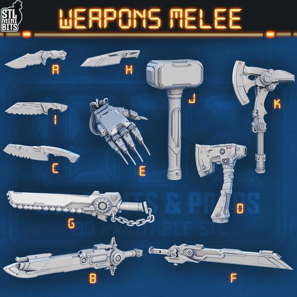 
Sci-fi melee weapons set