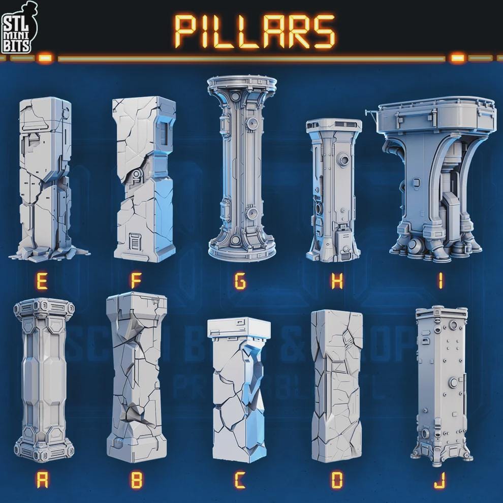 
Sci-fi pillar miniature options