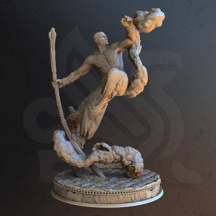
Leaping monk miniature