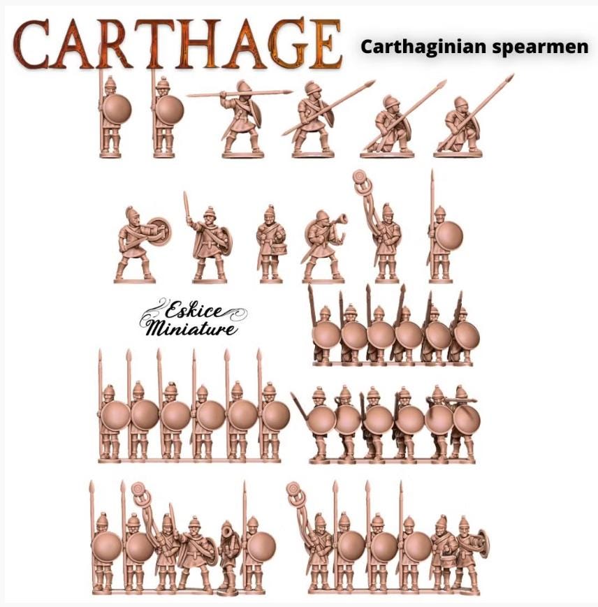 
Carthaginian spearmen and mounted miniatures
