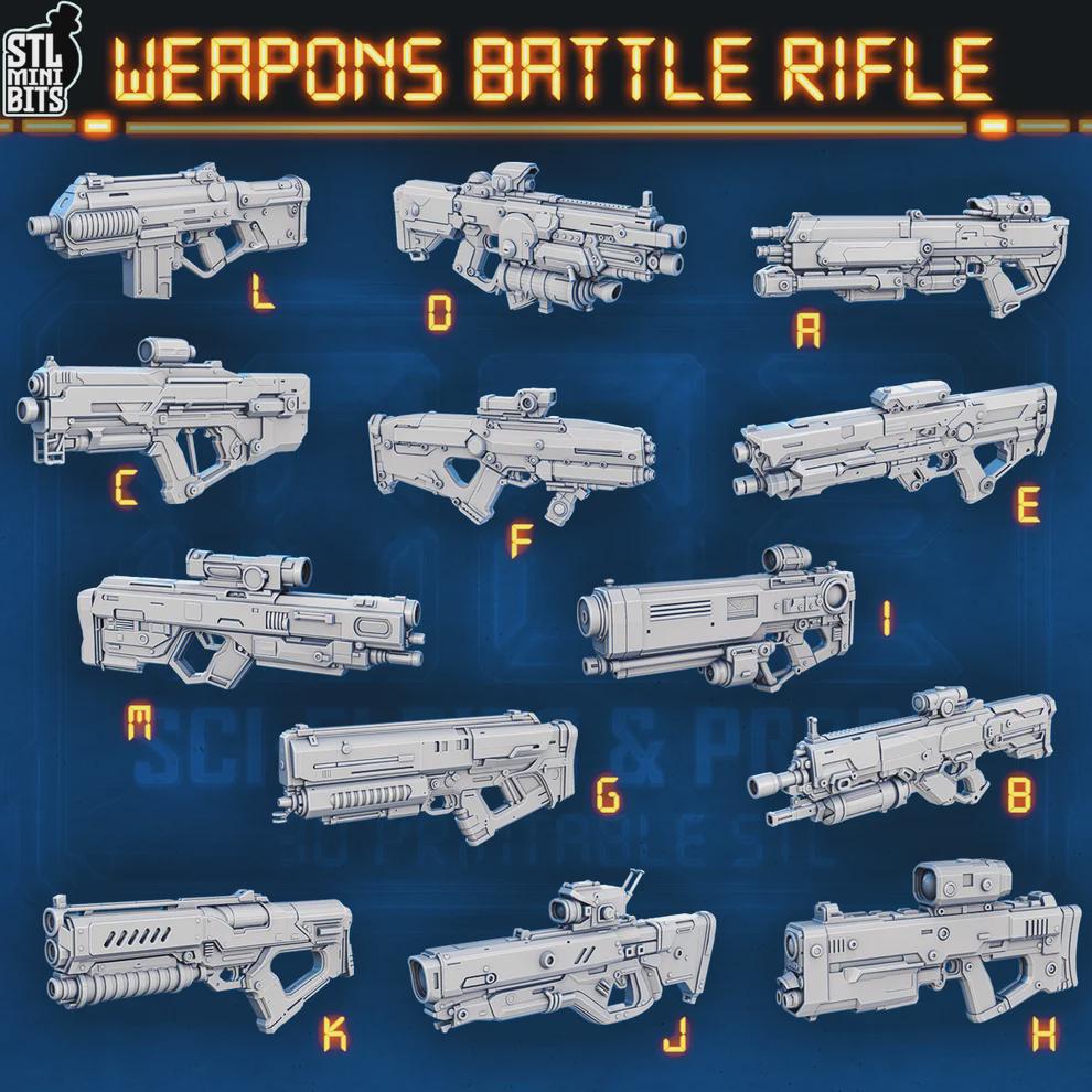 
Sci-fi battle rifle miniatures