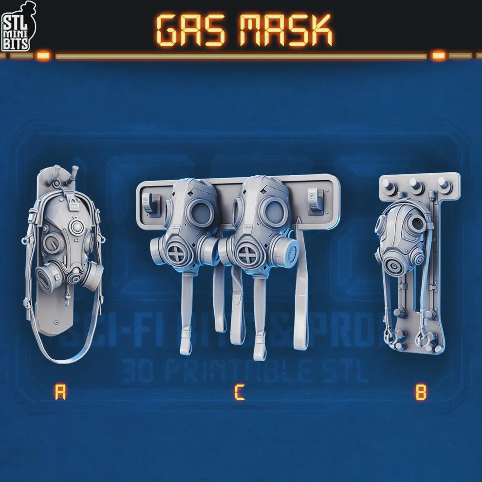 
Sci-fi gas mask miniature set