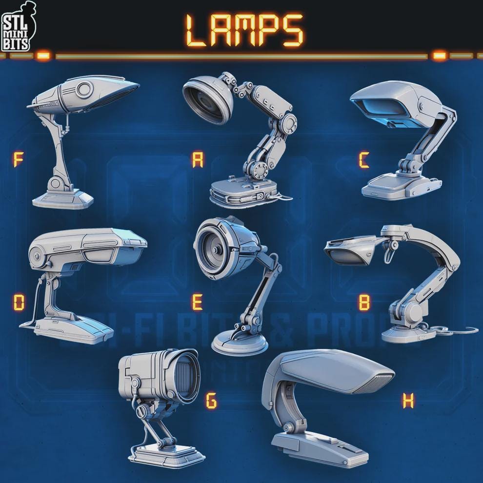 
Sci-fi lamp miniature designs