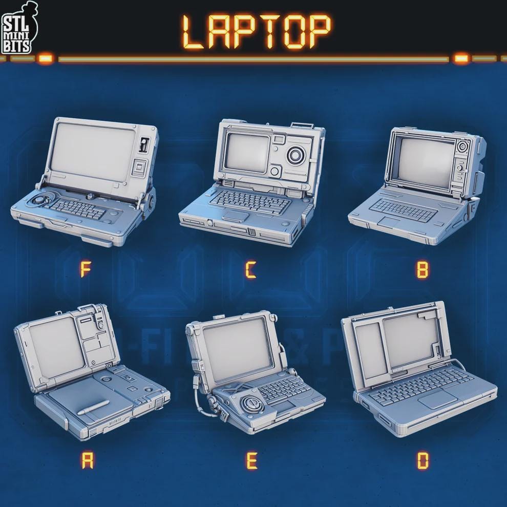
Sci-fi laptop miniatures