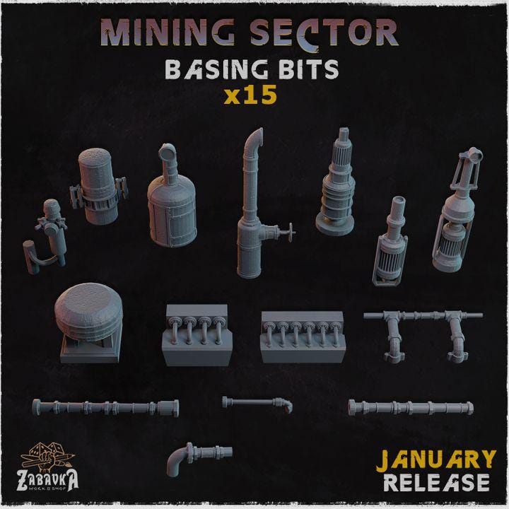 
Grey resin 15 piece Mining Sector terrain set
