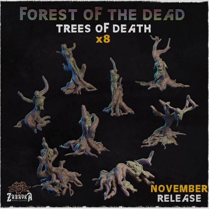 
8 piece Trees of Death grey resin set