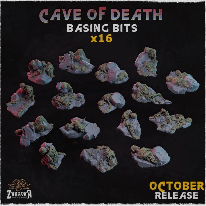 
16 piece Cave of Death Skeletons grey resin set
