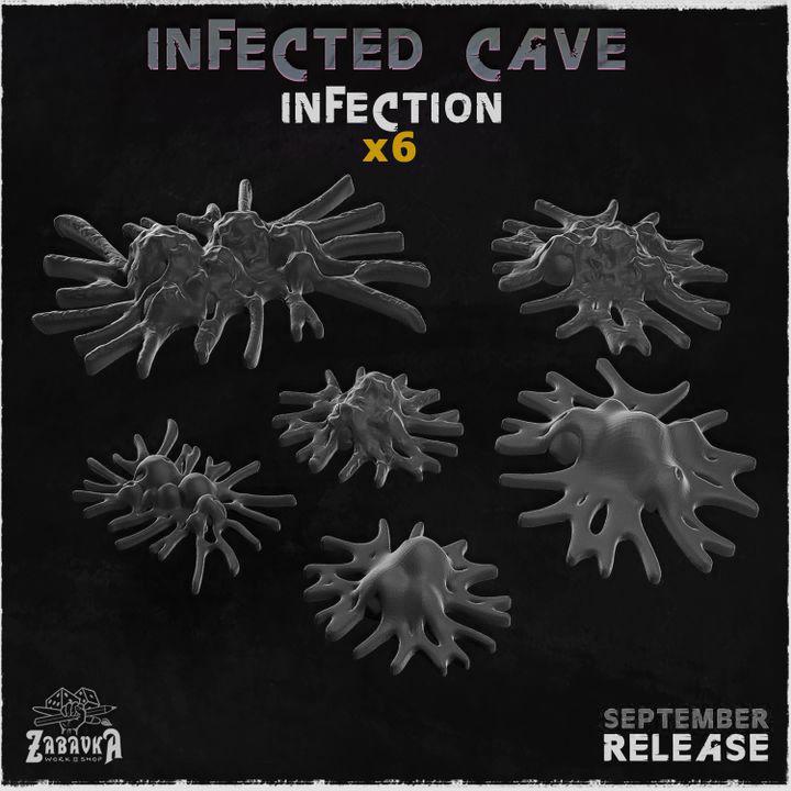 
6 piece Infected Cave Growth grey resin set