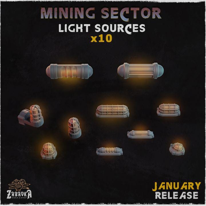 
10pc Light Sources miniature terrain pieces