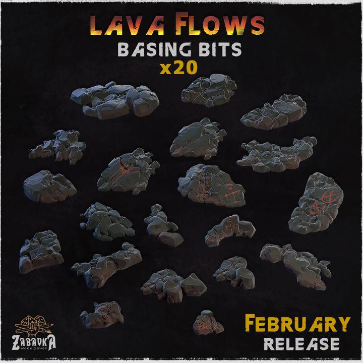 
20pc Lava Flows basing bits miniature terrain