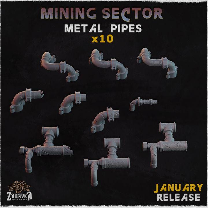 
10pc Metal Pipes miniature terrain