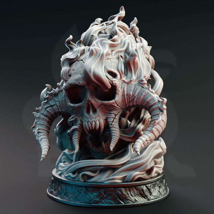 
Giant flaming infernal skull miniature