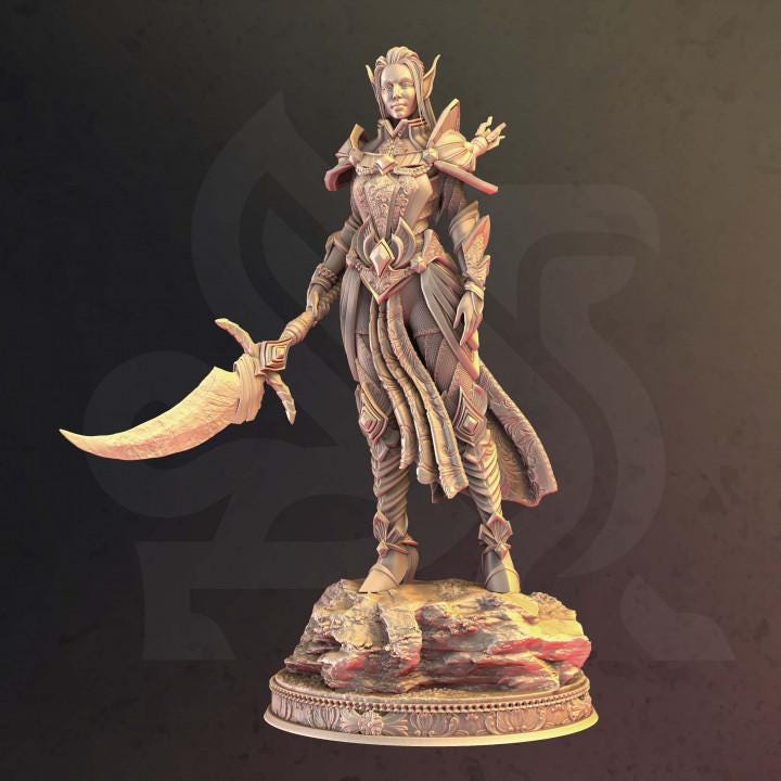 
Female elven paladin miniature