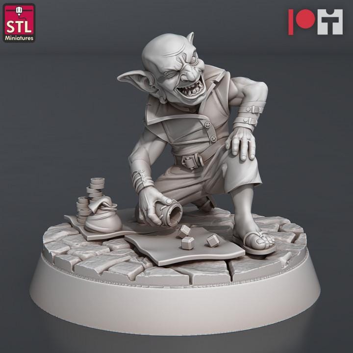 
Goblin street gambler miniature