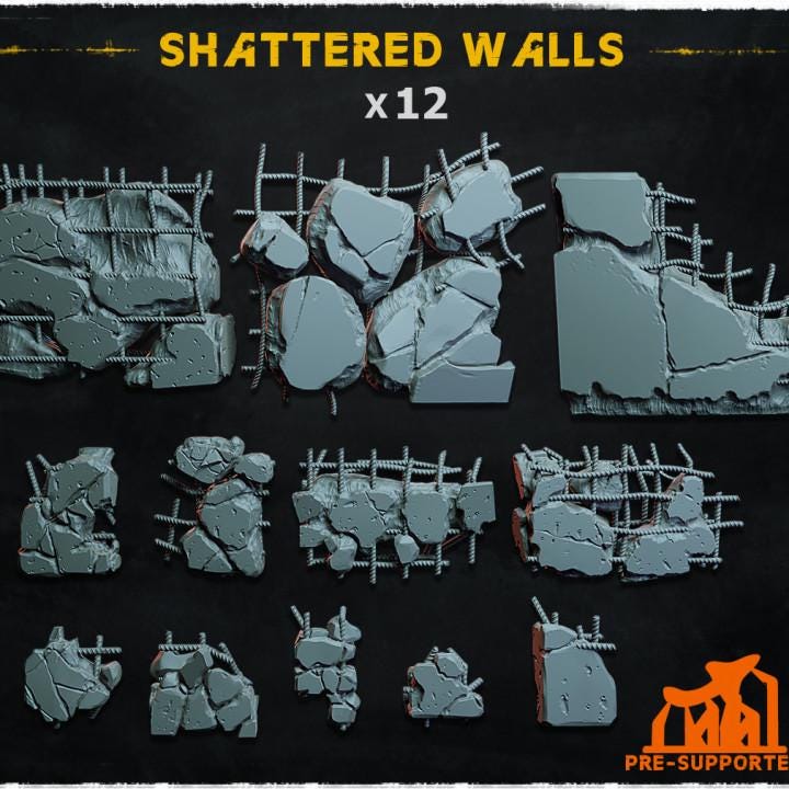 
12 piece shattered walls basing bits set