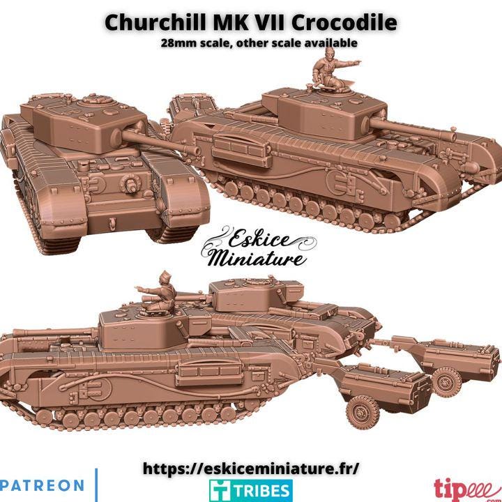 
Churchill MkVII Crocodile flame tank with trailer miniature