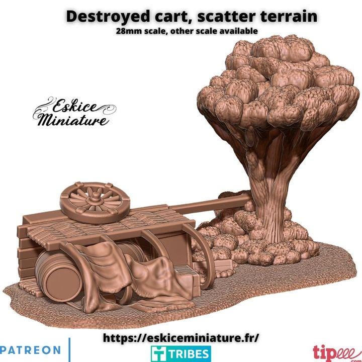 
Destroyed cart scatter terrain miniature