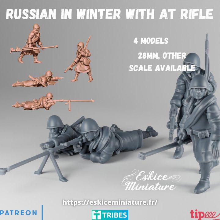 
Russian winter infantryman with anti-tank rifle miniature