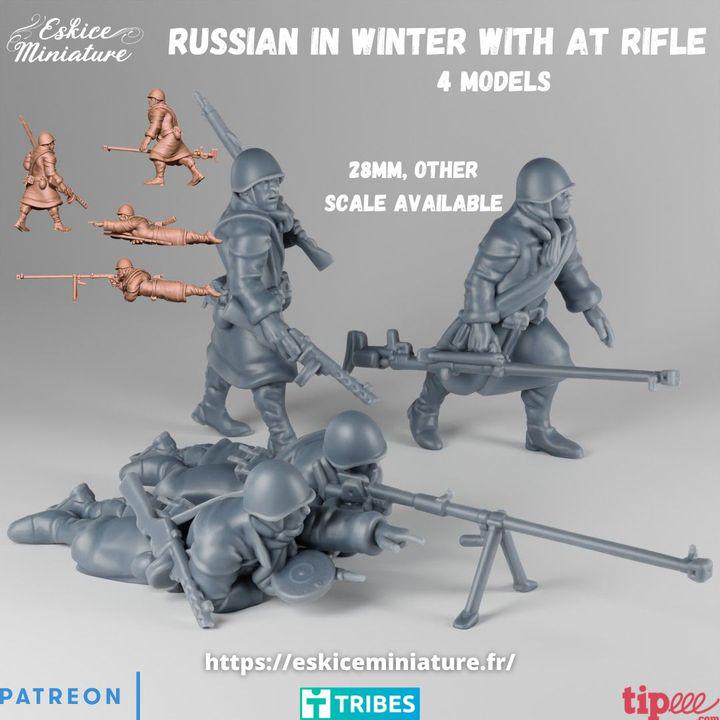 
Soviet winter soldier with AT rifle miniature